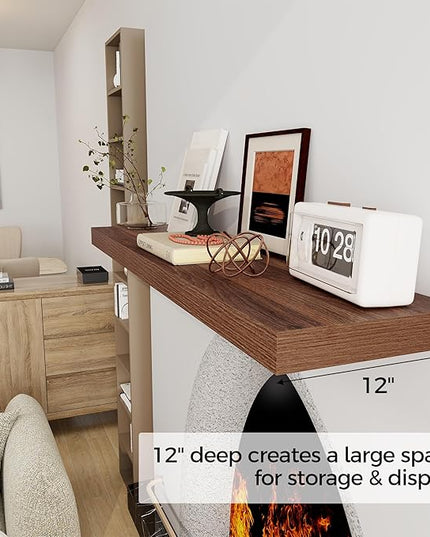 Floating Shelves 48 Inch Long, 12 Inch Deep Floating Shelves for Wall, 48 x 12 Large Wall Shelves for Home Storage & Display, 2" Thicked Floating Shelf for Bedroom, Living Room, Walnut Color, 1 Pack