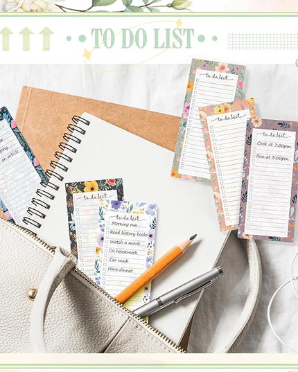 Censen 10 Pack 500 Sheets To Do List Notes Daily Checklist Notepads with 50 Sheets Each Undated Color Memo Pad Block Shopping List Pad Weekly Plan Notepad Organizer Planners(Flower Color,Lined)