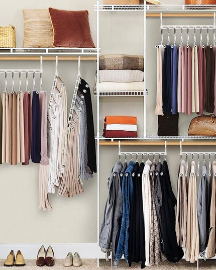 Upgrade 9 Layers Pants Hangers Space Saving, 2 Pack Pant Hangers Organizer Multifunctional Pants Rack Space Saver Closet Organizers and Storage Hangers for Pants Jeans Leggings Trousers Skirts, White