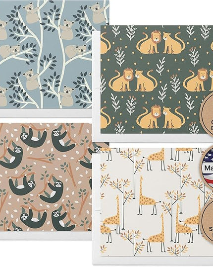Twigs Paper - Assorted Animal Pattern Greeting Cards - Stationery Cards with Envelopes - Thank You Card - Blank Note Cards - Greeting Cards for All Occasions - Made in USA (5.5 x 4.25, Set of 12)