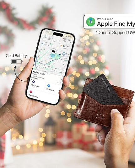 SPOTMINDERS Apple MFi Certified Wallet Tracker Works With Apple Find My Tracking Card for Wallet Card Rechargeable IP68 Waterproof 0.07in Slim iPhone Item Finder for Luggage Tags Purse Gifts for Women