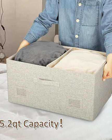75 Quarts Extra Large Decorative Storage Bins with Lids, 3 Packs Beige Collapsible Storage Bins with Lids, Stackable Storage Bins Decorative Box Storage With Lid Extra Large