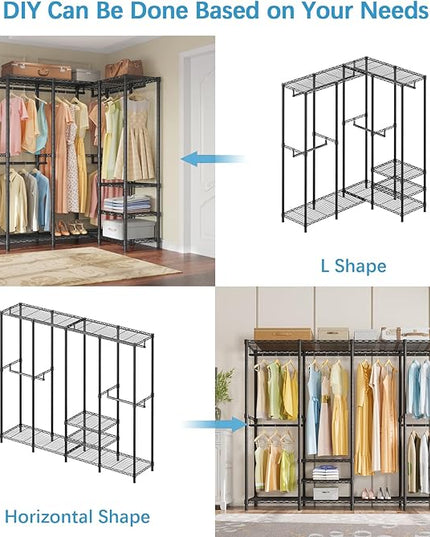 VIPEK V40 Wire Garment Rack Heavy Duty Clothes Rack for Hanging Clothes, Multi-Functional Bedroom Clothing Rack Freestanding Closet Wardrobe Rack, Max Load 1110lbs, Black