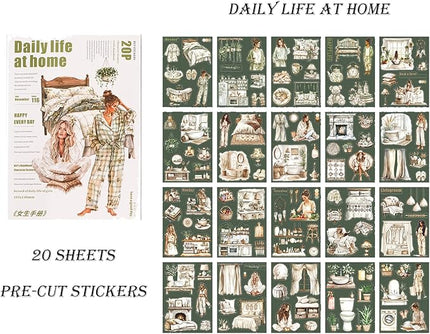 Auguro 4 Books for Girls journaling People Stickers for Scrapbooking 480 Pre-Cut Pet Transparent Stickers for journaling Scrapbooking Supplies