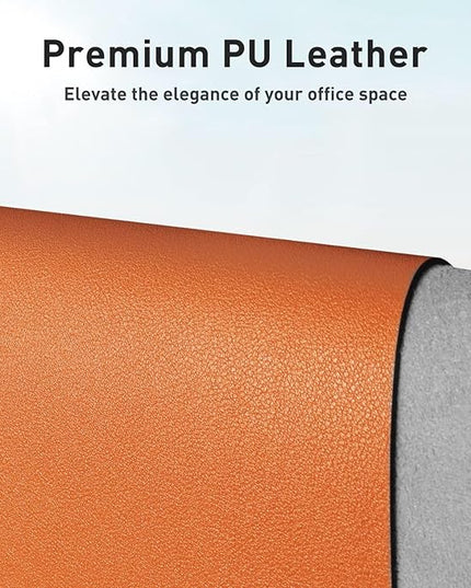 Aothia Leather Desk Pad Protector, Mouse Pad, Office Desk Mat, Non-Slip PU Leather Desk Blotter, Laptop Desk Pad, Waterproof Desk Writing Pad for Office and Home (31.5" x 15.7",Hermes Orange)