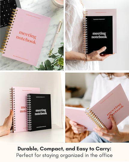 Lamare Meeting Notebook for Work Organization – Perfect Work Notebook for Note Taking & Meeting Planner for Productivity