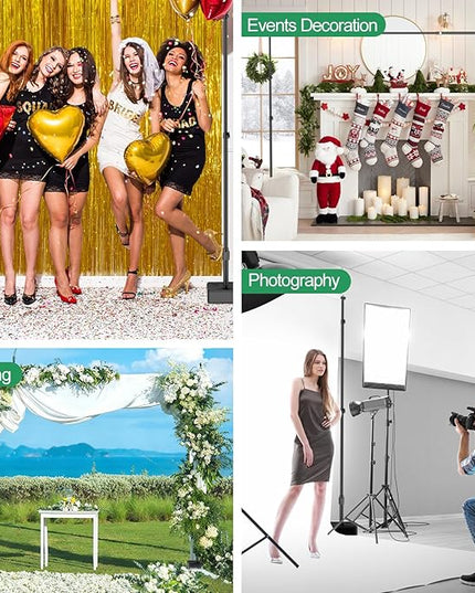 EMART Backdrop Stand with Heavy Duty Water Tank Base 7x10ft Adjustable Metal Photo Backdrop Stand Kit Pipe and Drape Square Background Frame for Birthday Party, Wedding Decorations, Studio Photography