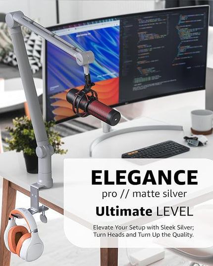 IXTECH Microphone Boom Arm with Desk Mount, 360° Rotatable, Adjustable and Foldable Scissor Mounting for Podcast, Video Gaming, Radio and Studio Audio, Sturdy and Universal.
