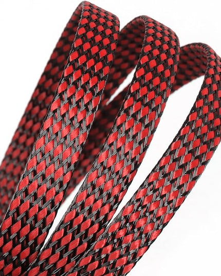 Braided Expandable Cable Sleeve, 25ft PP Cotton and PET Braided Cable Management, Flexible Mesh Wire Loom and Cable Protector for TV, Computer, Home Theater, Automotive (Red, 5/16")