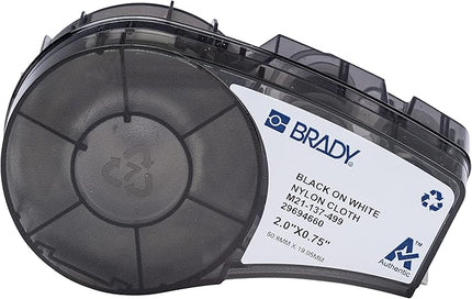 Brady Authentic (M21-137-499) Pre-Sized High-Adhesion Nylon Labels for Equipment, General ID, Lab, Wire/Cable, Black on White Material - Designed for M210, M210-LAB, M211 Printers, 0.75 in H x 2 in W