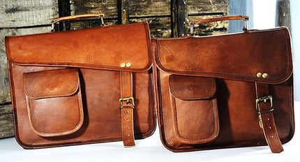 URBAN DEZIRE Men's Genuine Leather Small Briefcase Messenger Satchel I pad Tablet Bag 13 inch