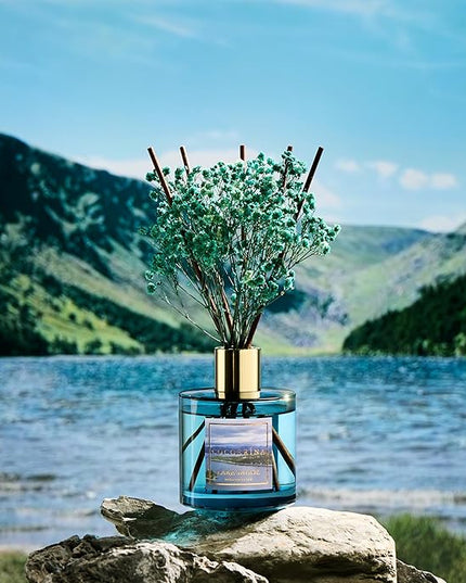 COCORRÍNA Reed Diffuser - Lake Tahoe 6.7 Fl.oz Reed Diffuser Set with 8 Sticks & Preserved Baby's Breath, Reed Diffuser for Home Bathroom Shelf Decor