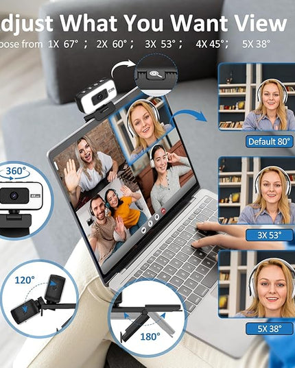 4K Webcam for PC & Laptop, Webcam for Mac –AI PDAF AutoFocus Streaming Camera for Computer, One-Touch Mute, Busy Now Do Not Disturb Light, Adjustable Fill Light, Privacy Cover for Remote Work