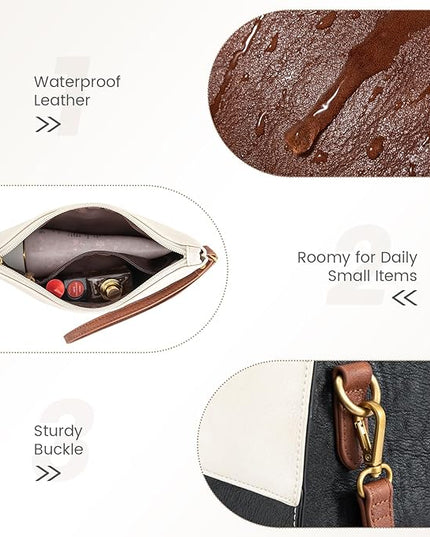 LOVEVOOK Laptop Bag for Women, 15.6 Inch Laptop Tote Bag, Vintage Leather Work Bags for Women, Waterproof Computer bag with Clutch Purse, Large Capacity Briefcase, Business Office Bag