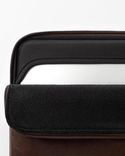 Comfyable Leather Laptop Sleeve Compatible with 16 Inch MacBook Pro M4 2024 & 15 Inch MacBook Air M4 M3 M2 2025, Briarwood