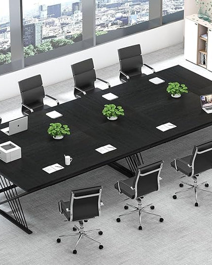 FOLUBAN 70.9" Black Computer Desk, Modern Home Office Desk, Large Gaming Workstation Executive Desk with Z-Shaped Legs, 2 Person Large Study Writing Table for Bedroom