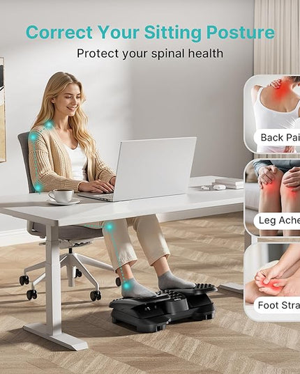 Foot Rest Under Desk with Massage Texture and Roller, Ergonomic Foot Stool with 2 Height Position, Adjustable Foot Rest for Under Desk at Work, Black
