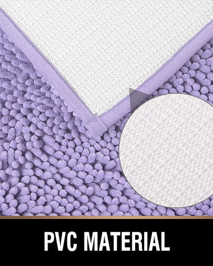 MAYSHINE Round Area Rug Set for Bathroom | Soft Plush Chenille Bath Mat, Water Absorbent Non-Slip Bathroom Rug | Washable Shag Carpet for Shower, Bedroom, or Home Décor | 36"x36" Round | Lavender