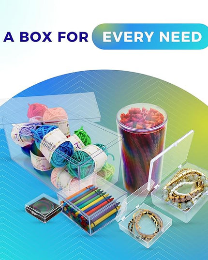 10-Pack Clear Hinged Plastic Containers, Keepsake Storage Boxes, 3 1/2" L x 2 9/16" W x 1" H, Made in USA, Plastic Display Case or Small Box for Storage and Organization