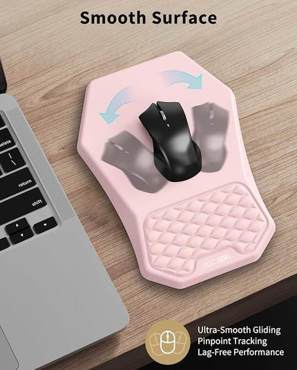 Ergonomic Mouse Pad and Keyboard Wrist Rest Support Set, Massage Design Mousepad for Carpal Tunnel Pain Relief, Memory Foam, Non-Slip PU Base for Computer Desk, Pink