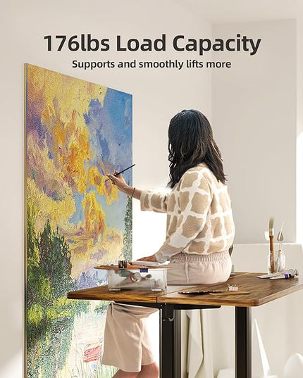 INNOVAR Electric Standing Desk, Adjustable Height Stand up Desks, 63 x 24 Inches Sit Stand up Desk for Home Office Computing, 3-Preset Memory Height Ergonomic Rising Desks, Rustic Brown