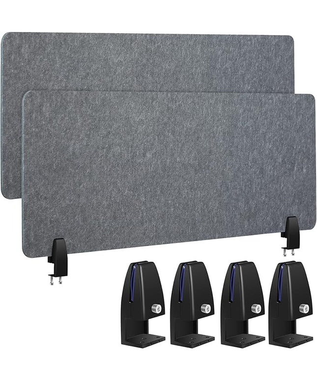 Wesiti 2 Pcs Acoustic Desk Divider Noise Reducing Desk Privacy Panel for Student Table Standing Sound Proof Divider Desktop Claw Office Furniture Partition for Classroom(Gray,47.24 x 15.75 Inches)