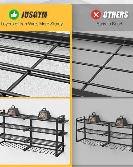 Power Tool Organizer Wall Mount, 4-Tier Tool Storage Rack with 8 Drill Holders, 400LBS Load Heavy Duty Cordless Tool Shelf for Garage Organization, Gift for Men