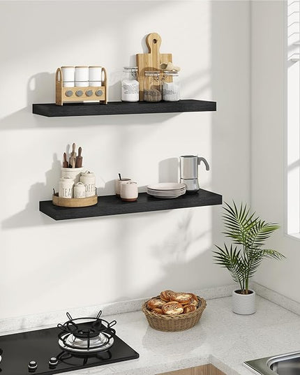Dreamland 8" Deep Long Floating Shelves, 32 Inches Floating Shelves for Wall Set of 2, Large Display & Storage Shelf, Wall Shelf for Bathroom Bedroom Living Room Kitchen Office, Black