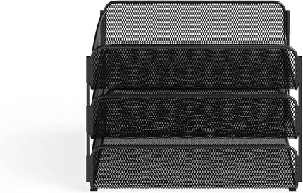 Safco Onyx Organizer Triple Tray: Store & Organize with Style - Powder Coated, Rectangular, Perfect for Home, Office & Classroom. Desktop or Tabletop