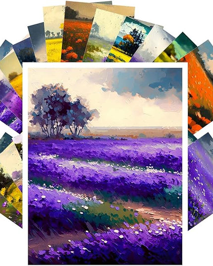 PIXILUV Vintage Postcards (24 pcs 4"x6" each) Colorful Summer Impressionism Scenery Coutryside Views Vintage Postcards Book Illustrations Reprint
