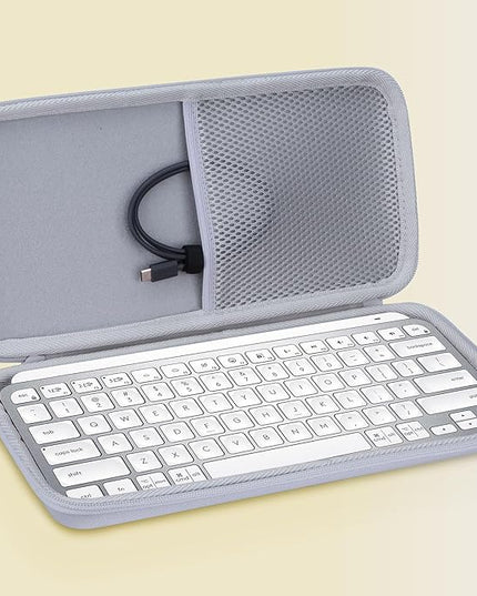 Hard Carry Case Compatible with Logitech MX Keys Mini Minimalist Illuminated Keyboard (Pale Grey Case)