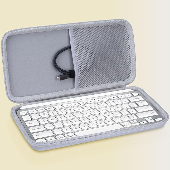 Hard Carry Case Compatible with Logitech MX Keys Mini Minimalist Illuminated Keyboard (Pale Grey Case)