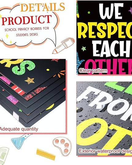 Honoson 24 Pcs Bulk Inspirational Privacy Folders for Students Cardboard Test Privacy Boards Motivational Words Desk Dividers Shield for Classroom School Study Supplies, 6 Styles (Unity)
