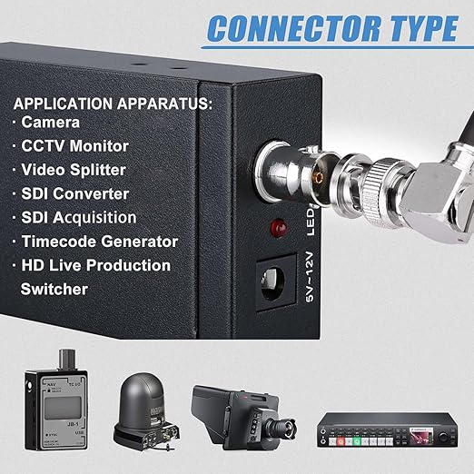 Superbat 3G/6G/12G SDI Cable 2ft BNC Cable 75 Ohm Thin Precision SDI Video Cable Right Angle Supports HD-SDI/3G-SDI/4K/8K Monitor Surveillance Camera CCTV System