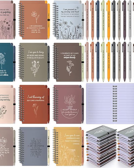 Kosiz 72 Pcs/36 Set Positive Affirmation Gifts Gratitude Spiral Notebooks with Pens Motivational Encouragement Notepads Daily Affirmations Journal for Women Valentine Galentine Gifts (Vibrant)