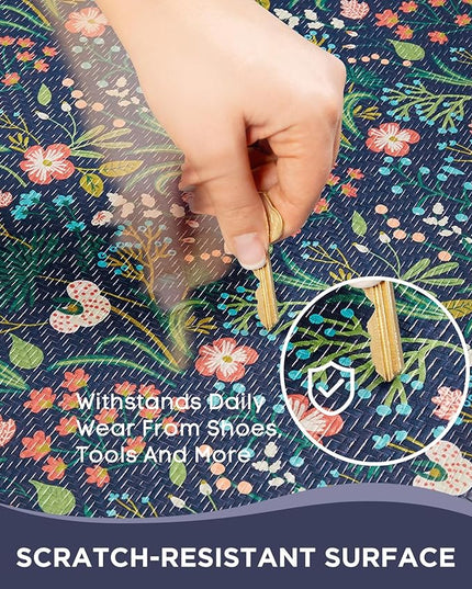 Ophanie Kitchen Mats for Floor, 3/4 inch Thick, 20x48 Anti Fatigue Cushioned Mat, Kitchen Rugs, Waterproof, Comfort Ergonomic Standing Mat for Office, Home, Sink, Blue Flower Non-Slip Ridged Bottom