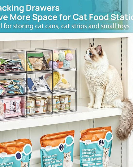 Vtopmart 12 Pack Small Clear Stackable Storage Drawers,Acrylic Bathroom Makeup Organizer,Plastic Storage Bins For Vanity, Undersink, Kitchen Cabinets, Pantry, Home Organization