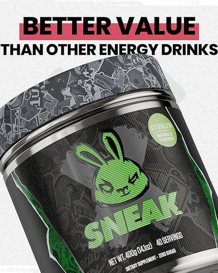 SNEAK Energy Drink Powder | Stealth | No Sugar. No Nasties. Just Natural Caffeine, Focus-Boosting Nootropics | 40 Servings