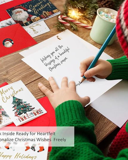 FUHITIM Christmas Cards Assortment, 24 Pcs Greeting and New Years Cards with 6 Designs for Christmas, Holiday, New Year Gift (4x6 Inch)