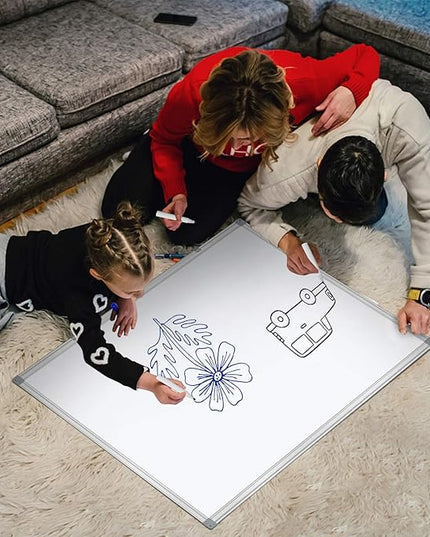 H-Qprobd Dry Erase Board for Wall Aluminum Presentation Magnetic Whiteboard with Long Pen Tray, Wall-Mounted White Board for School, Office and Home (40"x28")