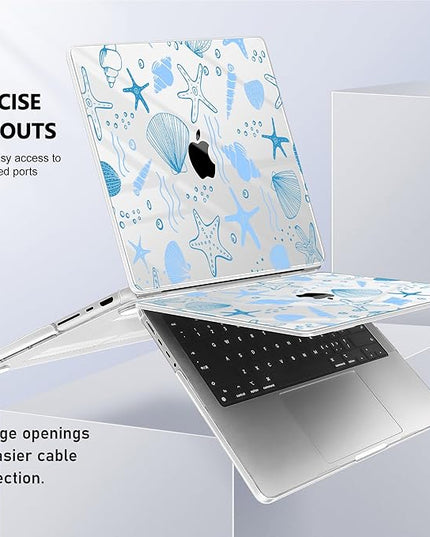 May Chen Case for MacBook Pro 14 inch, Models A2442 A2779 A2918 A2992 A3401 A3185 A3112 A3434, M1 M2 M3 M4 M5 Chip (2021-2025 Release), Plastic Hard Shell Case with Keyboard Cover, Sea Star