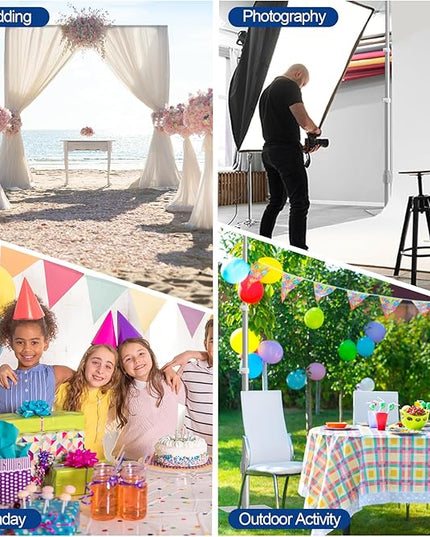 EMART Backdrop Stand Heavy Duty 10x10FT, Pipe and Drape Photo Background Photography Kit, Adjustable Metal Frame with Flat Base for Wedding Birthday Party Decoration
