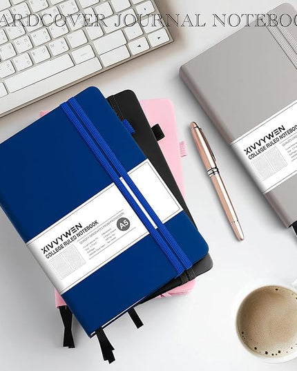Lined Journal Notebook for Women Men, 352 Pages A5(5.7" x 8.3")College Ruled Hardcover Leather Journals for Writing, Daily Journal Notebooks for Work, Note Taking, Travel, School, Business (Navy blue)