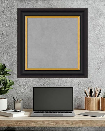 Amanti Art Black Framed Magnetic Board 22x22 Small Vision Board for use with Magnets, 100% Metal Sheet to Display Items as Office Decor or for Home Organization in mudroom, Kitchen or Kids Room
