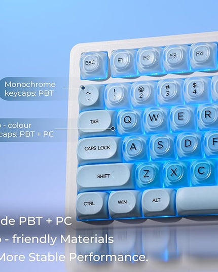OHY PBT Keycaps, XVX Blue Jelly HOA Profile Key Cap, 132-Key Cute Custom Keycaps (for Mechanical Keyboards with Cherry/Gateron MX Switches)-Uyuni Dreams(ONLY KEYCAPS)
