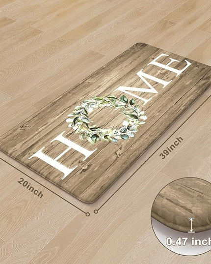KIMODE Comfort Kitchen Mats Cushioned Anti Fatigue,Farmhouse Spring Kitchen Sink Rug Non Slip,Waterproof Memory Foam Standing Desk Mat for Office Home Doorway,20"x39",Khaki