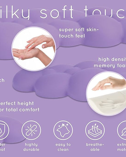 Qloud Cloud Wrist Rest Keyboard Wrist Rest for Computer Keyboard Pad, Cloud Keyboard Wrist Rest, Wrist Pad for Keyboard, Memory Foam, Non Slip Base, Comes with Mouse Pad - Lilac Purple
