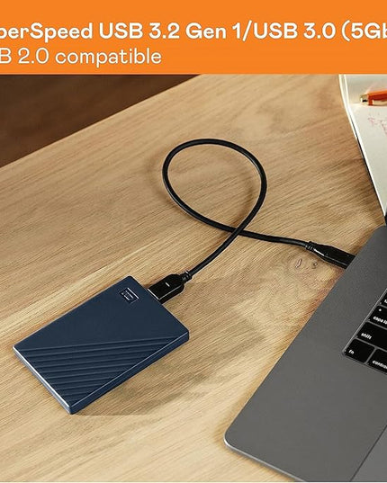 WD 2TB My Passport for Mac, Navy, Portable External Hard Drive with backup software and password protection, USB 3.1/USB 3.0 compatible - WDBA2D0020BBL-WESN