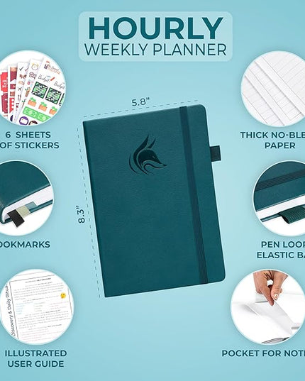 Clever Fox Planner Schedule – Undated Weekly & Monthly Life Planner with Time Slots, Appointment Book & Daily Organizer, A5 (Dark Teal)