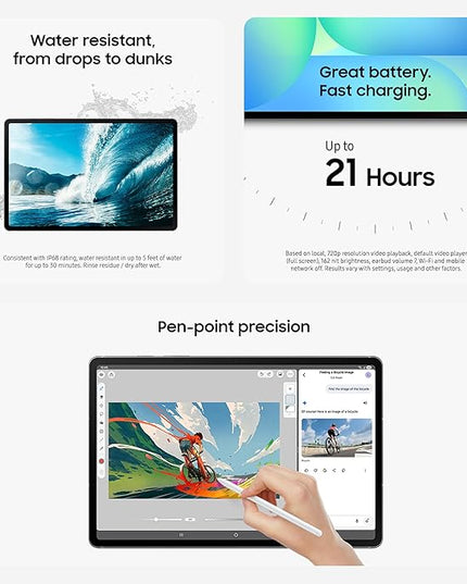SAMSUNG Galaxy Tab S10 FE+ 13.1” 256GB WiFi Android Tablet, Large Display, Long Battery Life, Exynos 1580 Processor, IP68, Water-Resistant, 90 Hz Refresh, S Pen for Note-Taking, US Version, Blue